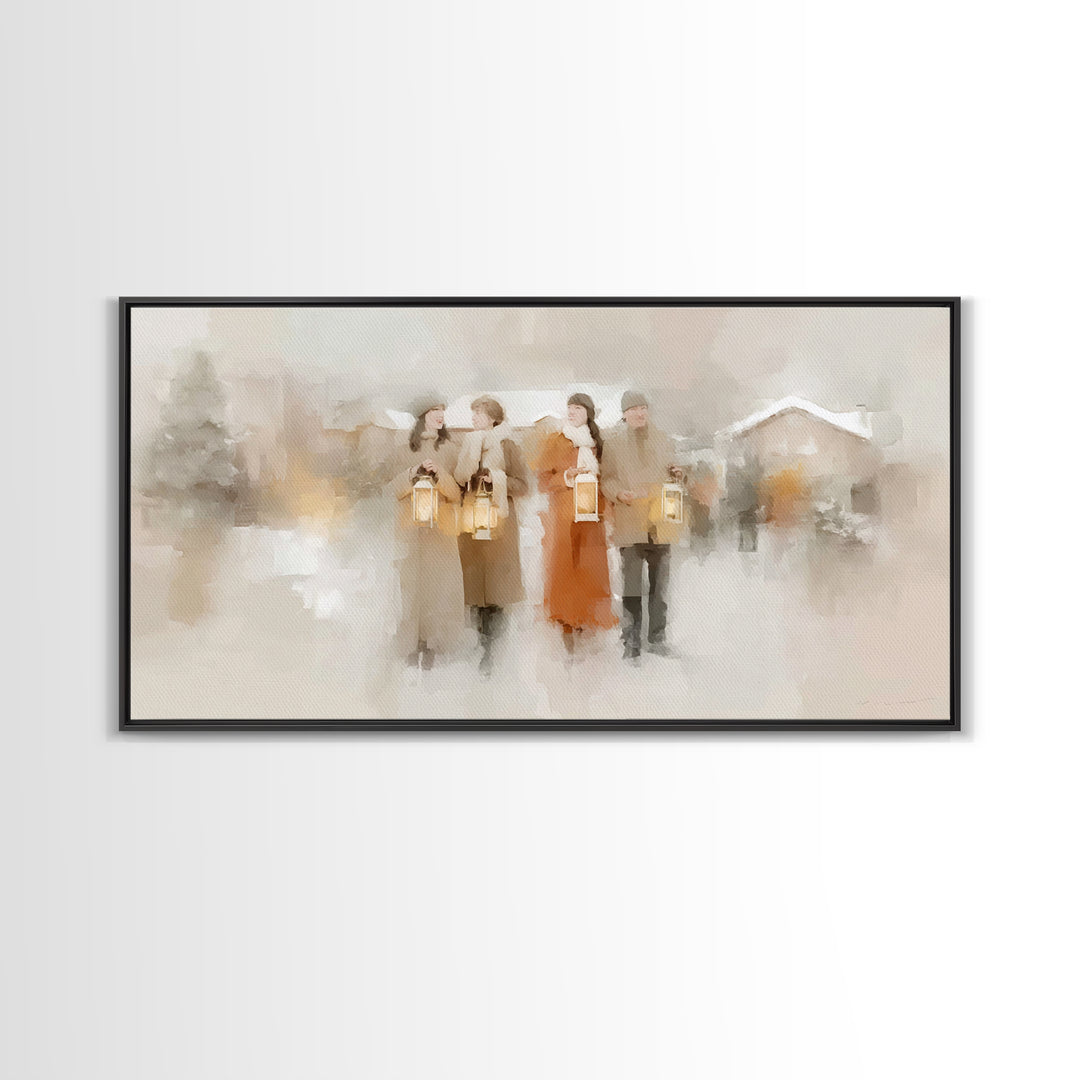 Lantern Fellowship | Framed Canvas Print | Christian Christmas Art | Christmas Wall Art | Christian Art Canvas | Modern Christian Art | Xma