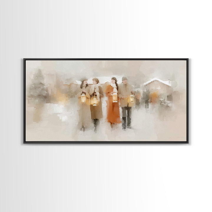 Lantern Fellowship | Framed Canvas Print | Christian Christmas Art | Christmas Wall Art | Christian Art Canvas | Modern Christian Art | Xma