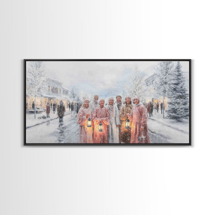 Snowlit Harmony, Framed Canvas Print, Christian Wall Art, Christmas Art Prints, Christian Christmas Art, Christian Art Canvas, Christian Gi