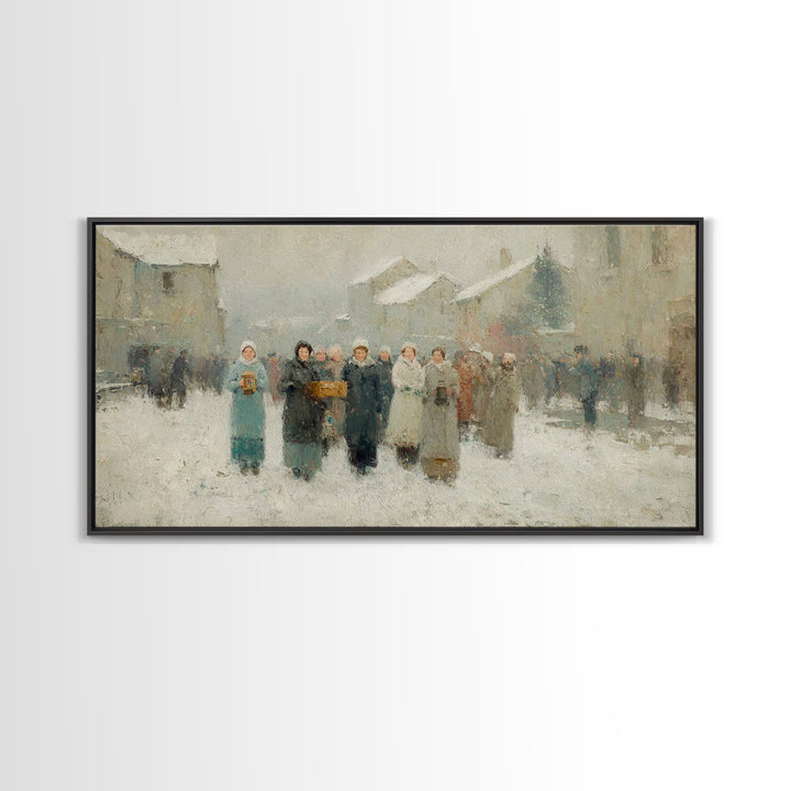 Little Carolers, Framed Canvas Print, Christmas Art Prints, Christian Christmas Art, Christian Art Canvas, Christmas Wall Art, Christian De