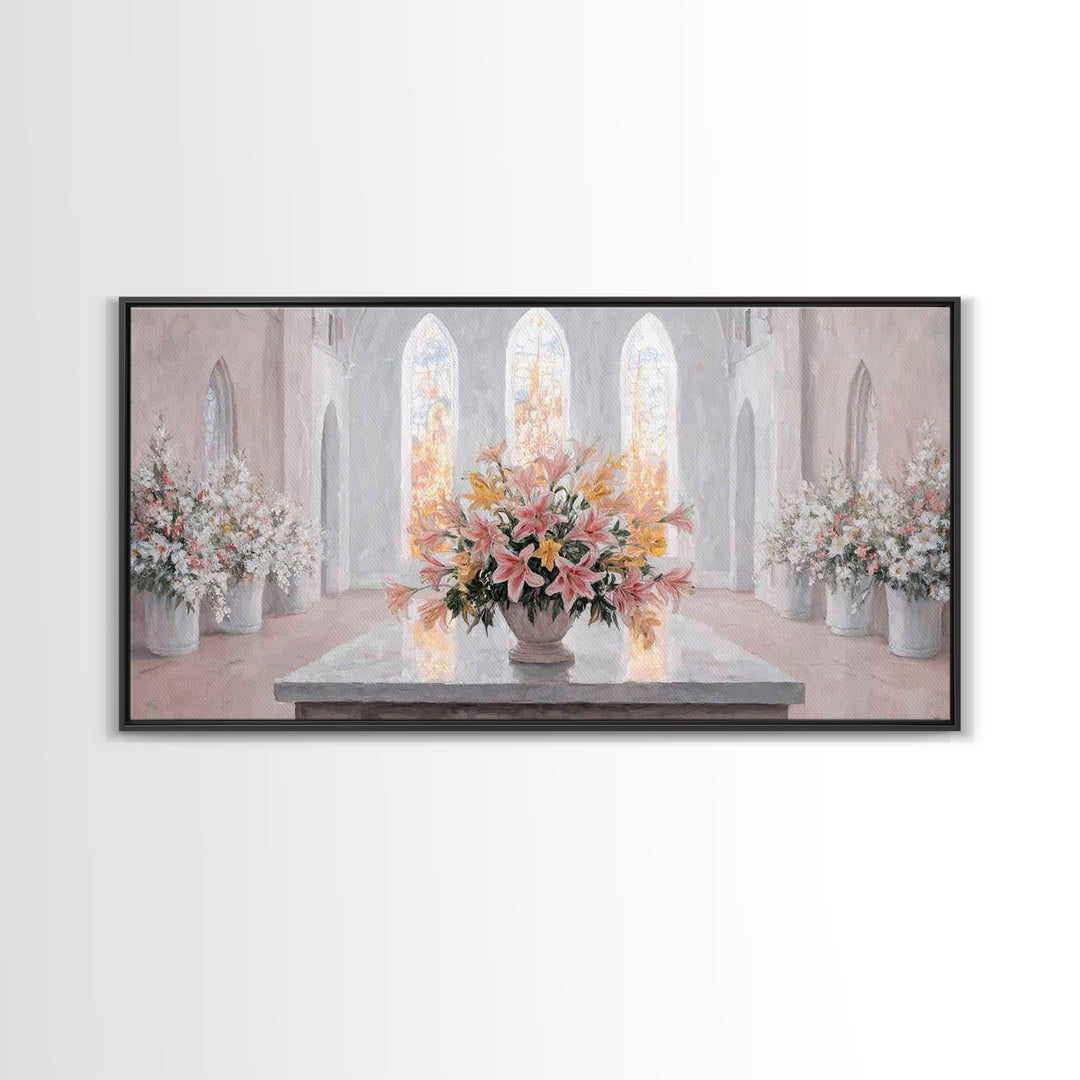 Radiant Blossoms, Framed Canvas Print, Christian Wall Art, Subtle Christian Art, Christian Art Canvas, White Christmas Art, Christian Decor