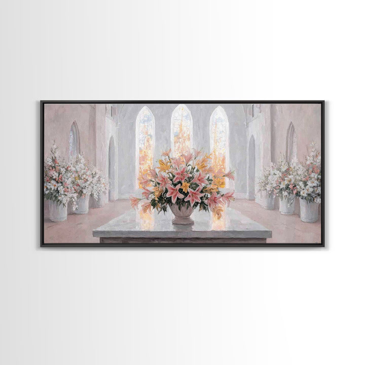 Radiant Blossoms, Framed Canvas Print, Christian Wall Art, Subtle Christian Art, Christian Art Canvas, White Christmas Art, Christian Decor