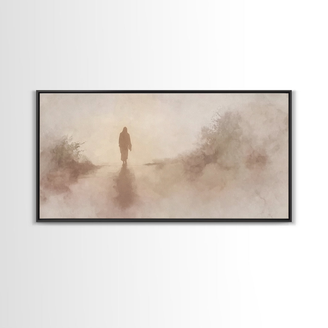 Solitary Savior Path – Framed Canvas Print – Jesus Painting – Jesus Canvas Art – Christian Wall Art – Modern Christian Art – Large Jesus Pa