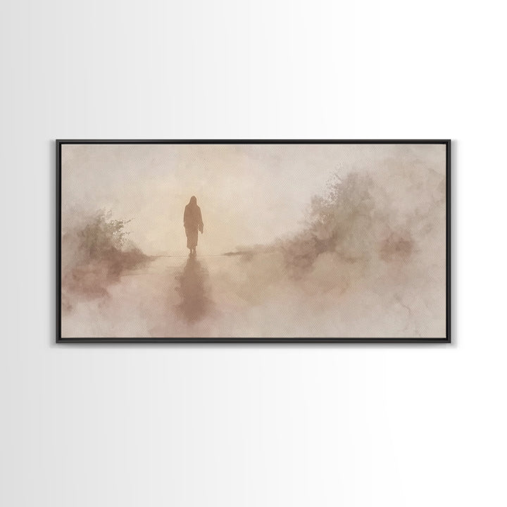 Solitary Savior Path – Framed Canvas Print – Jesus Painting – Jesus Canvas Art – Christian Wall Art – Modern Christian Art – Large Jesus Pa