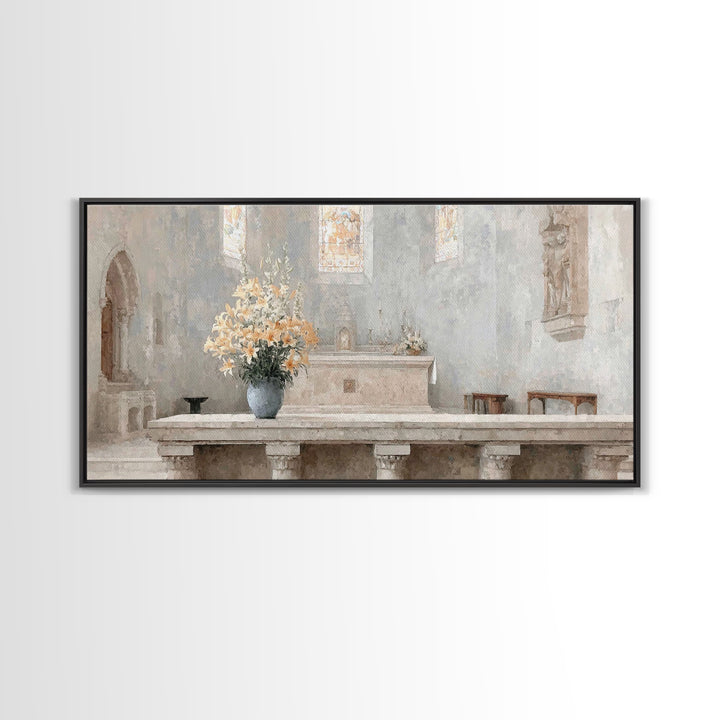 Golden Reverence | Framed Canvas Print | Christian Art Canvas | Christian Wall Art | Vintage Christian Art | Christmas Art Prints | Christi