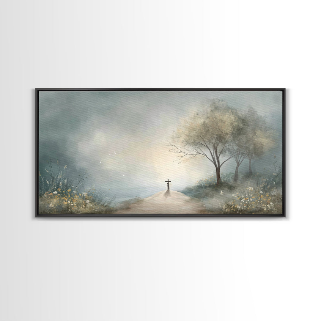 Crossroad Of Hope – Framed Canvas Print – Christian Wall Art – Christian Art Canvas – Christian Art Work – Moody Christian Art – Christian