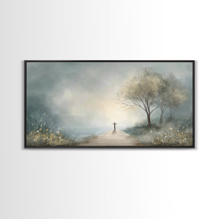 Crossroad Of Hope – Framed Canvas Print – Christian Wall Art – Christian Art Canvas – Christian Art Work – Moody Christian Art – Christian