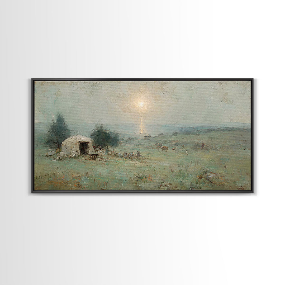 Shepherds Light | Framed Canvas Print | Christian Christmas Art | Christmas Wall Art | Christian Art Canvas | Christian Decor