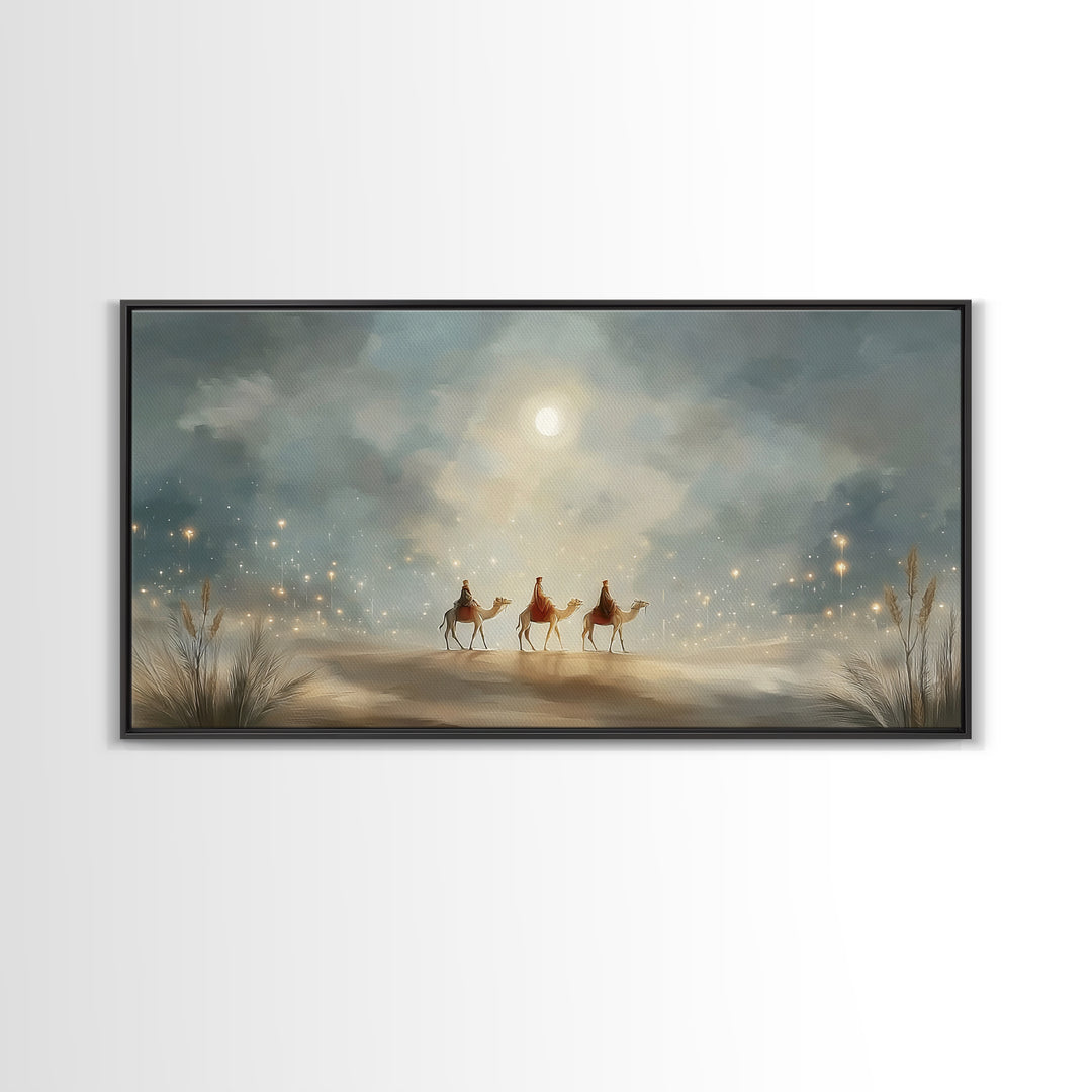 Guided By Starlight, Framed Canvas Print, Christmas Art Prints, Christian Christmas Art, Christian Wall Art, Christian Decor