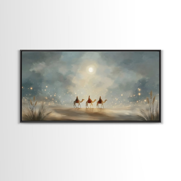 Guided By Starlight, Framed Canvas Print, Christmas Art Prints, Christian Christmas Art, Christian Wall Art, Christian Decor