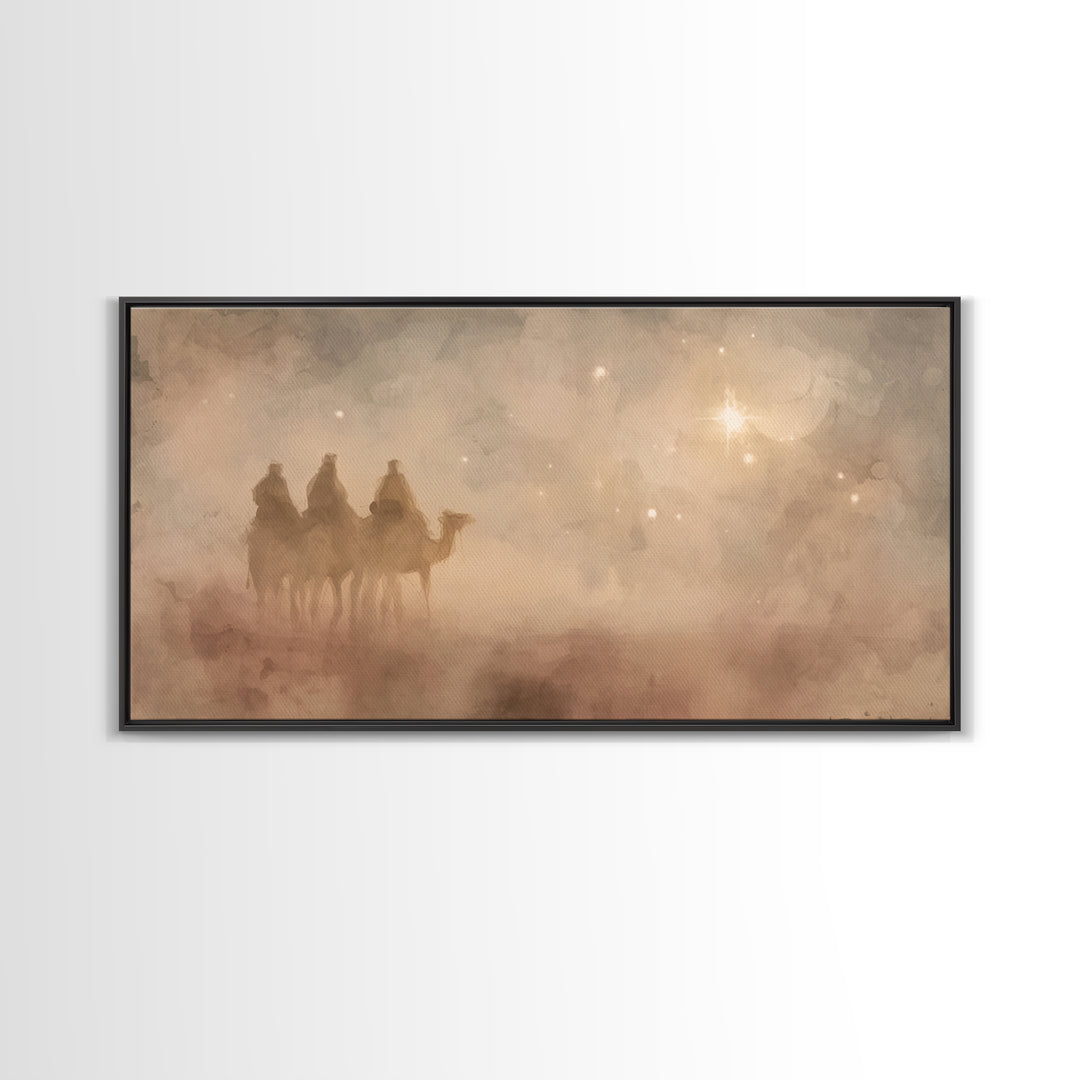 Wisemen In Dawn – Framed Canvas Print – Christian Christmas Art – Christmas Wall Art – Christian Art Canvas – Christian Decor