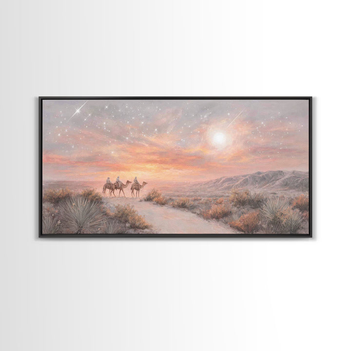 Desert Star Path, Framed Canvas Print, Christian Art Canvas, Christmas Art Prints, Christian Christmas Art, Christian Wall Art
