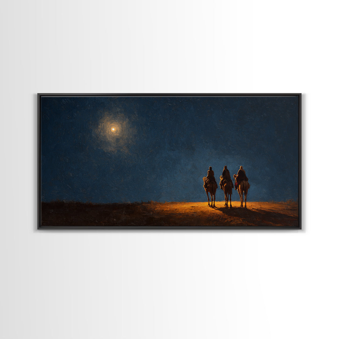Midnight Revelation – Framed Canvas Print – Christmas Canvas Wall Art – Christian Christmas Art – Christian Wall Art – Christian Decor