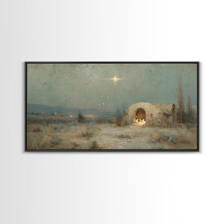 Bethlehem Light – Framed Canvas Print – Jesus Art – Christian Decor – Christian Canvas – Christian Gifts – Christian Art – Christmas Art