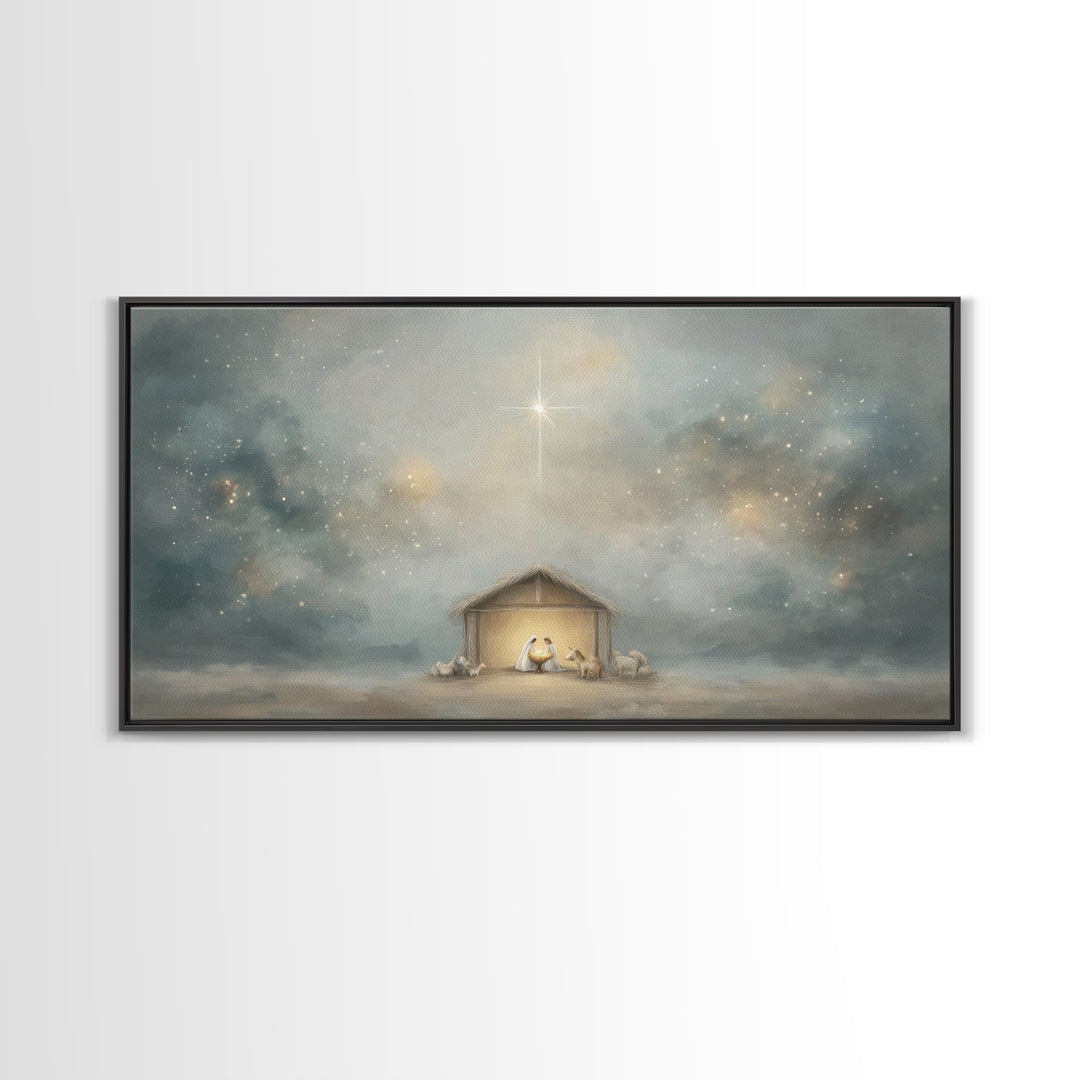 Desert Nativity – Framed Canvas Print – Jesus Art – Christian Gifts – Christian Decor – Christmas Art – Christian Canvas – Christian Art