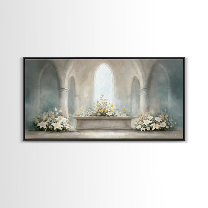 Peaceful Chapel – Framed Canvas Print – Christian Wall Art – Christian Art Canvas – Modern Christian Art – Christmas Art Work – Christian G