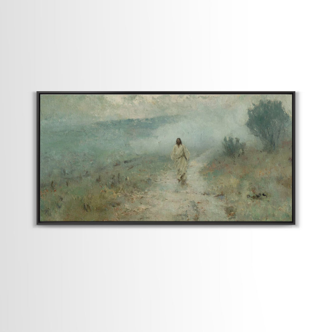 Quiet Valley Walk, Framed Canvas Print, Christian Wall Art, Christian Art Canvas, Jesus Painting, Large Christian Art, Christian Christmas