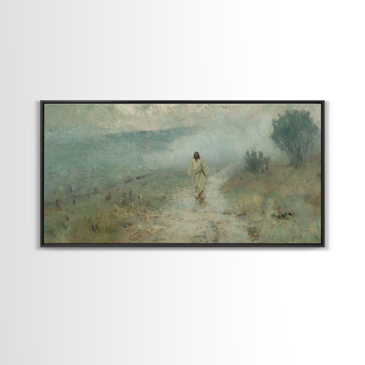 Quiet Valley Walk, Framed Canvas Print, Christian Wall Art, Christian Art Canvas, Jesus Painting, Large Christian Art, Christian Christmas