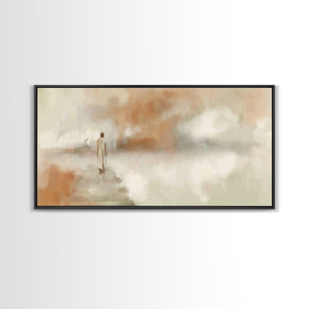 Dawn Journey Hope – Framed Canvas Print – Christian Painting – Christian Wall Art – Jesus Canvas Art – Subtle Christian Art – Christian Gif