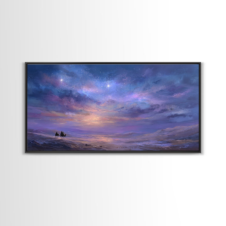 Heavens of Promise, Framed Canvas Print, Christian Art Prints, Christmas Wall Art, Christian Christmas Art, Christian Painting, Modern Chri