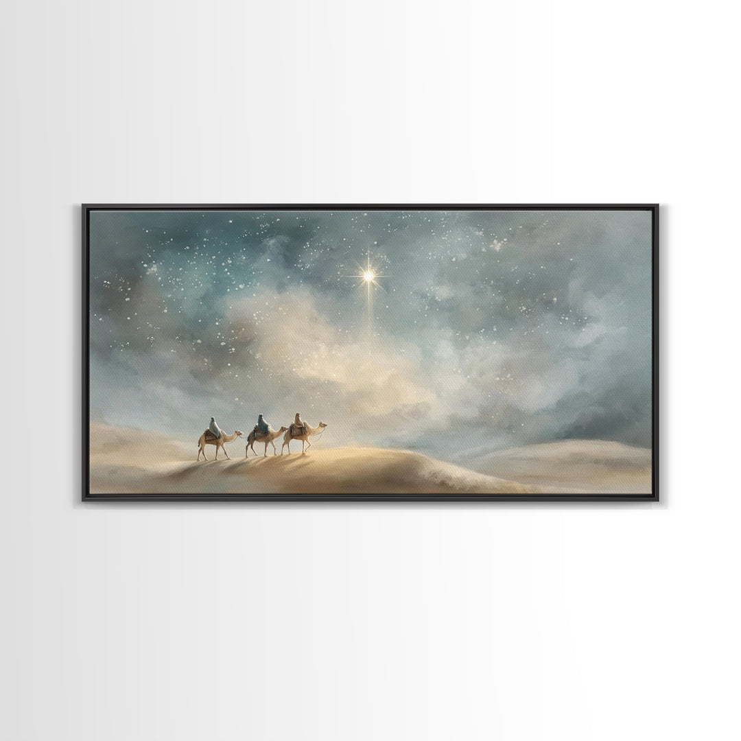 Desert Choir of Light – Framed Canvas Print – Christian Art – Christmas Wall Art – Christian Art Canvas – Christian Painting – Modern Chris