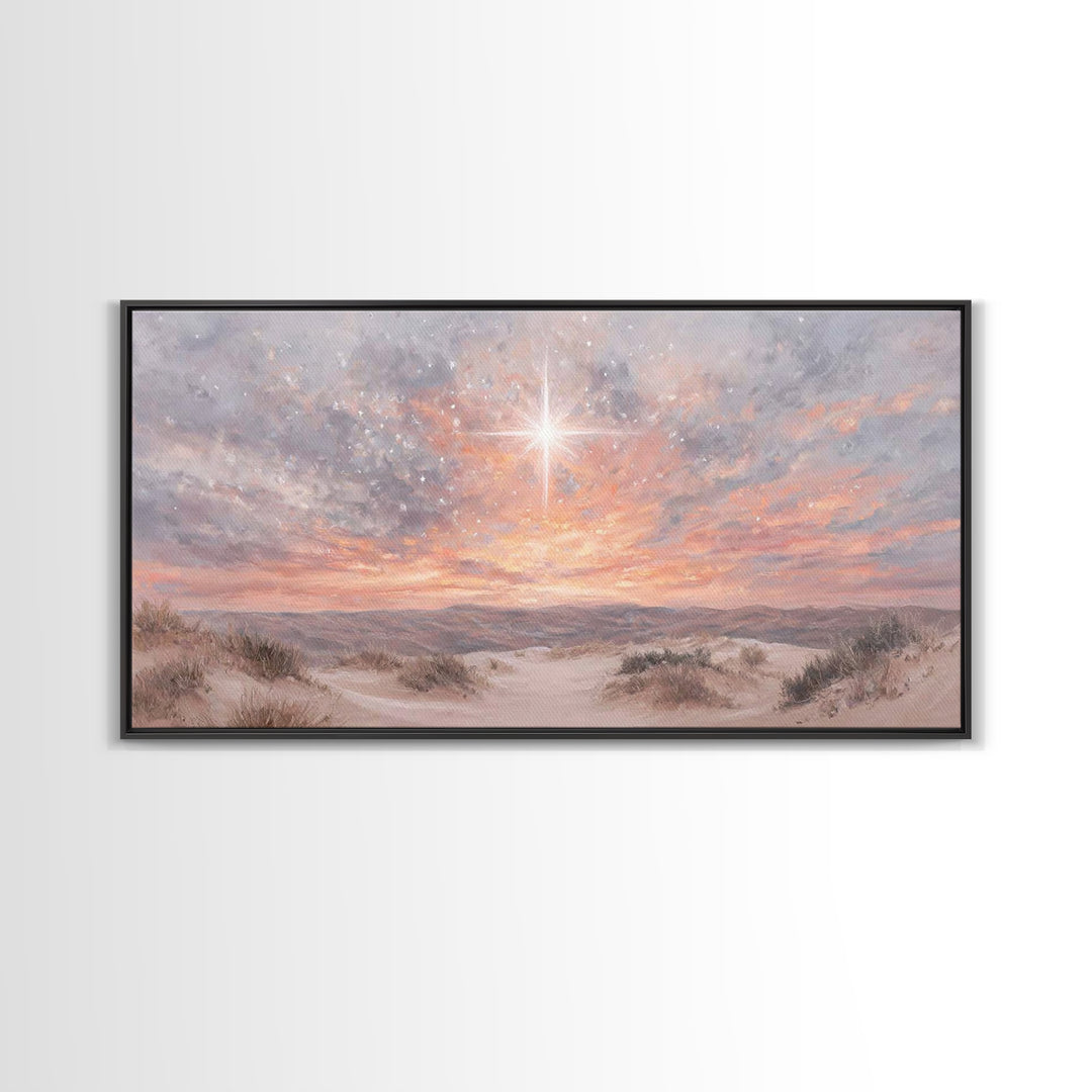 Morning Star Ascending, Framed Canvas Print, Christmas Wall Art, Christian Art Canvas, Christian Christmas Art, Christian Art Print, Moody