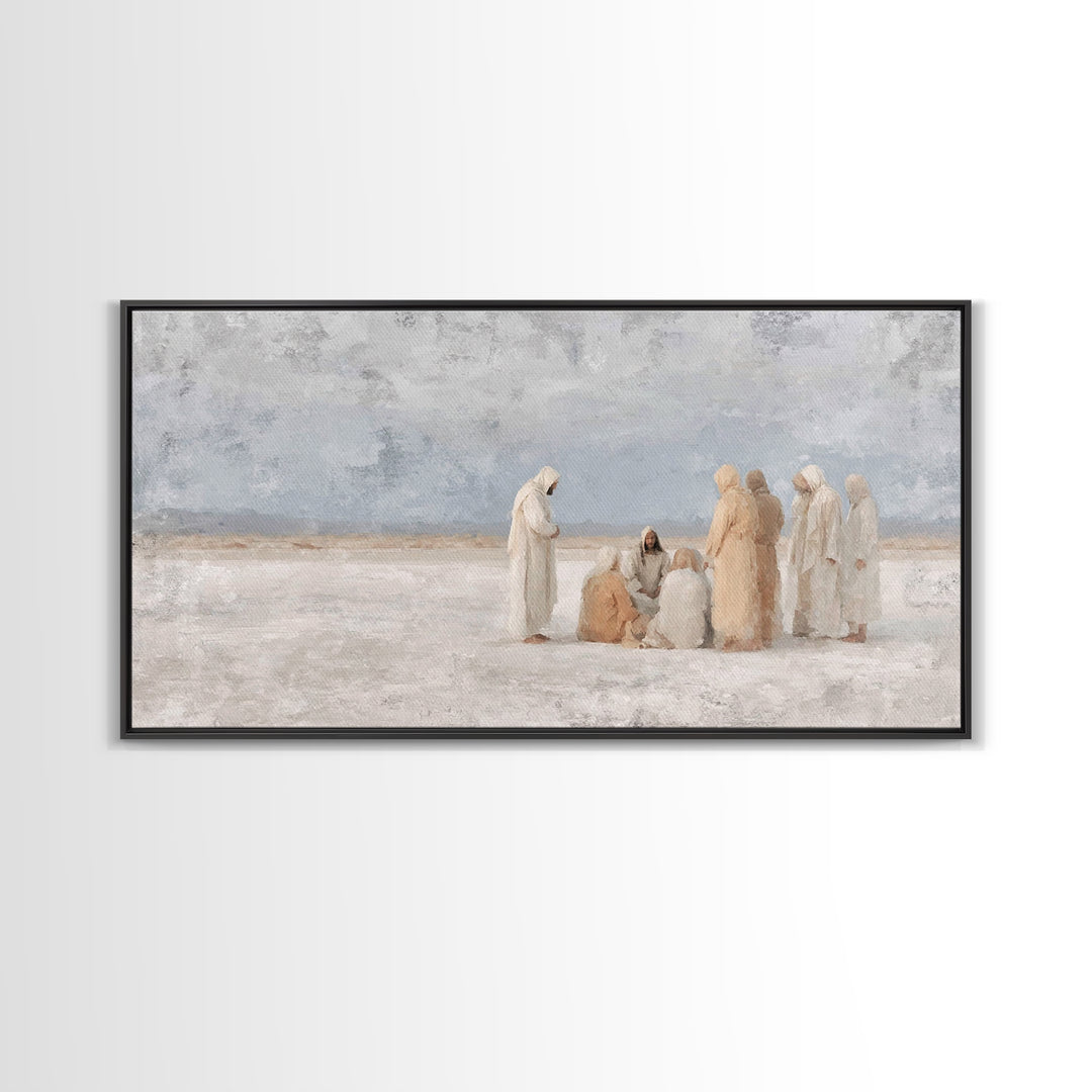 Teaching In Stillness, Framed Canvas Print, Christian Art Canvas, Christian Wall Art, Subtle Christian Paintings, Modern Christian Painting