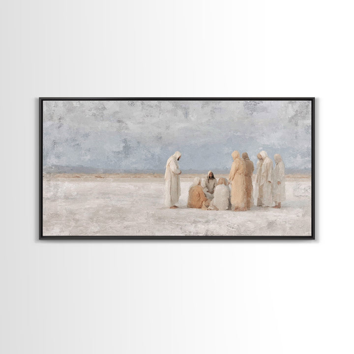 Teaching In Stillness, Framed Canvas Print, Christian Art Canvas, Christian Wall Art, Subtle Christian Paintings, Modern Christian Painting