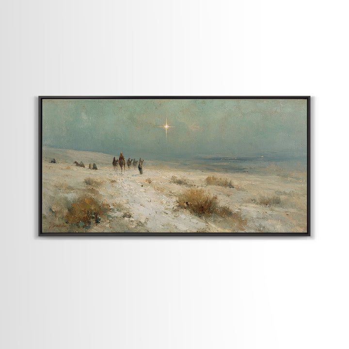 The Guiding Star – Framed Canvas Print – Christian Wall Art – Christmas Art – Jesus Painting – Christian Art Canvas – Christmas Wall Art
