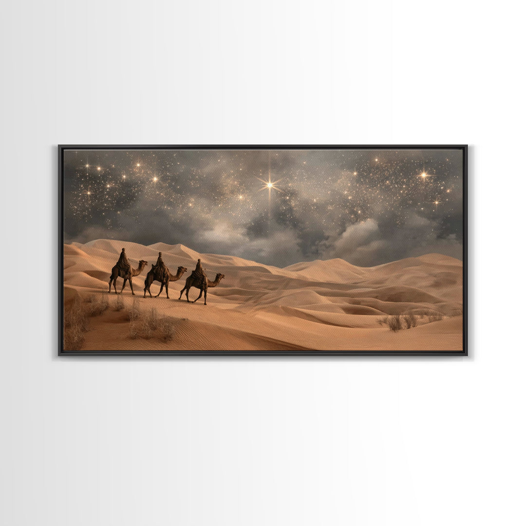 Desert Star Journey, Framed Canvas Print, Christmas Art, Christian Christmas Art, Christian Wall Art, Christian Art Canvas, Jesus Painting