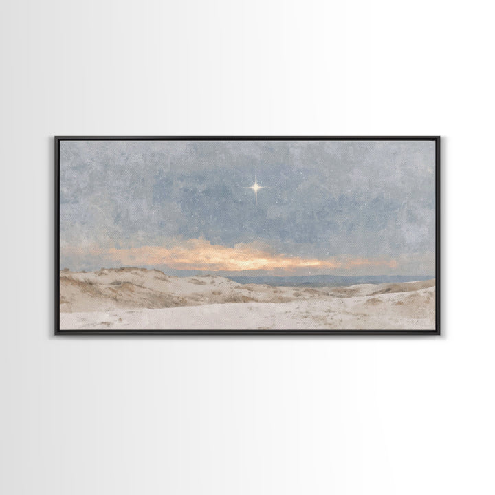 Holy Dawn Light | Framed Canvas Print | Christian Art Canvas | Christian Wall Art | Christmas Art | Jesus Painting | Christian Christmas Ar