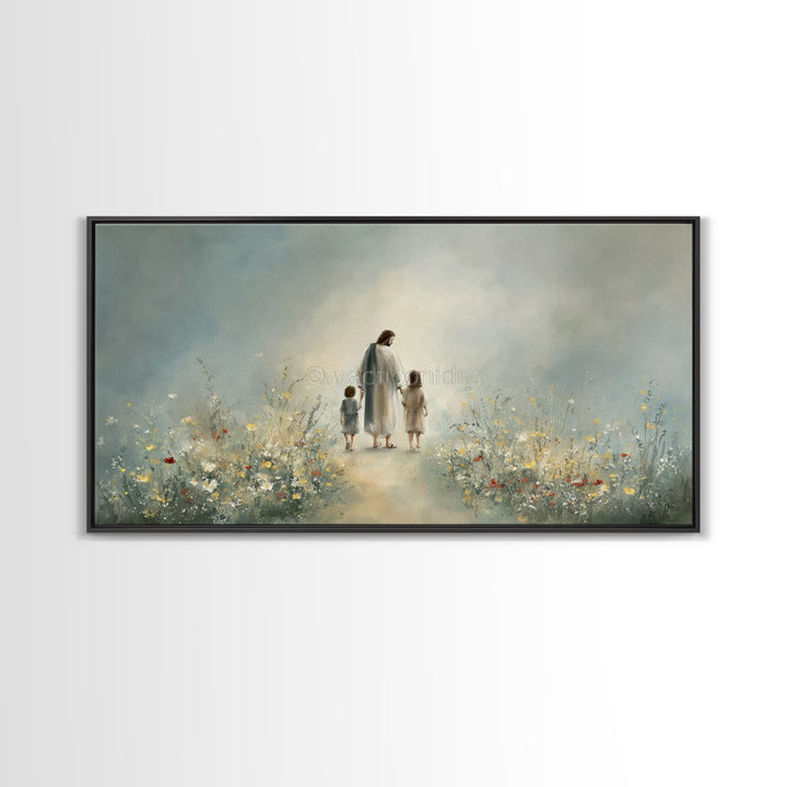 Walk in His Peace – Framed Canvas Print – Christian Art – Christian Wall Art – Jesus Painting – Christian Art Canvas – Christian Gift