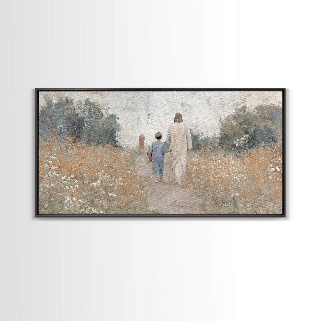 Path of Light, Framed Canvas Print, Christian Wall Art, Christian Art Canvas, Jesus Painting, Christian Art, Christian Christmas Art