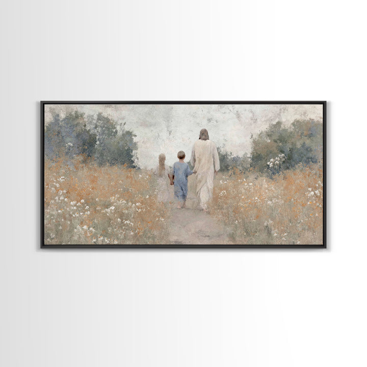 Path of Light, Framed Canvas Print, Christian Wall Art, Christian Art Canvas, Jesus Painting, Christian Art, Christian Christmas Art