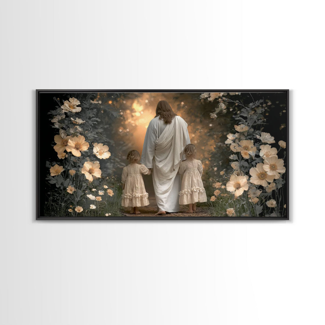 Garden Light Blessing, Framed Canvas Print, Jesus Painting, Christian Wall Art, Christian Art, Christian Art Canvas, Christian Gift