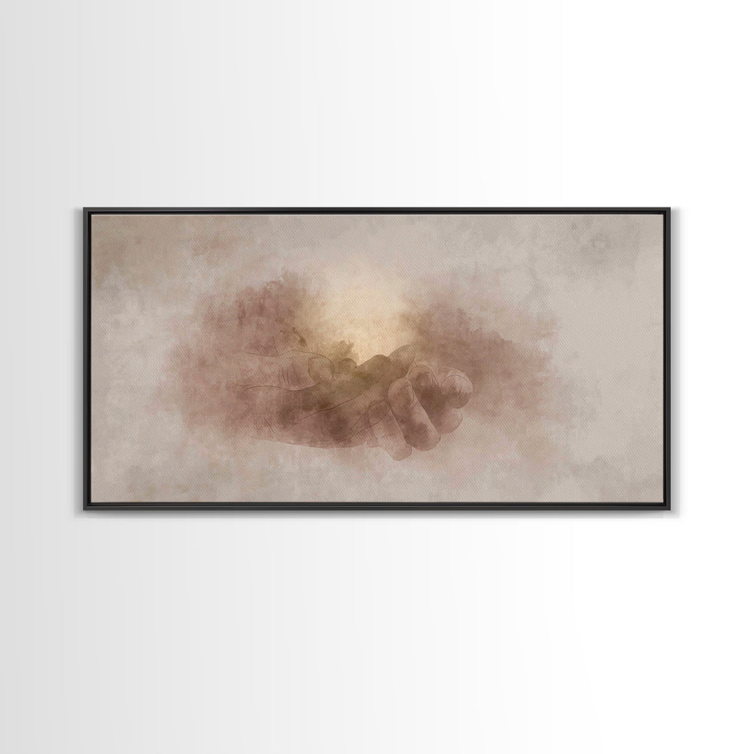 Grace in His Hands – Framed Canvas Print – Christian Art – Christian Art Canvas – Jesus Art Print – Christian Wall Art – Christian Gift