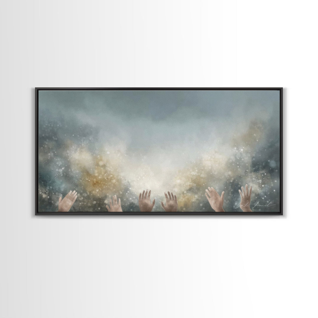 Glory Unveiled – Framed Canvas Print – Christian Wall Art – Subtle Christian Art – Christian Art Canvas – White Christmas Art