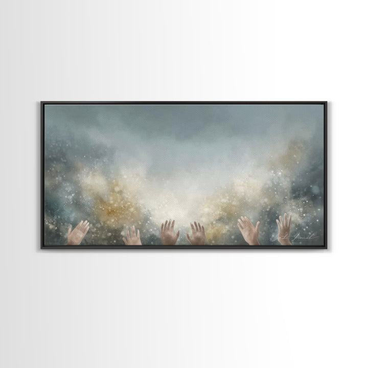 Glory Unveiled – Framed Canvas Print – Christian Wall Art – Subtle Christian Art – Christian Art Canvas – White Christmas Art