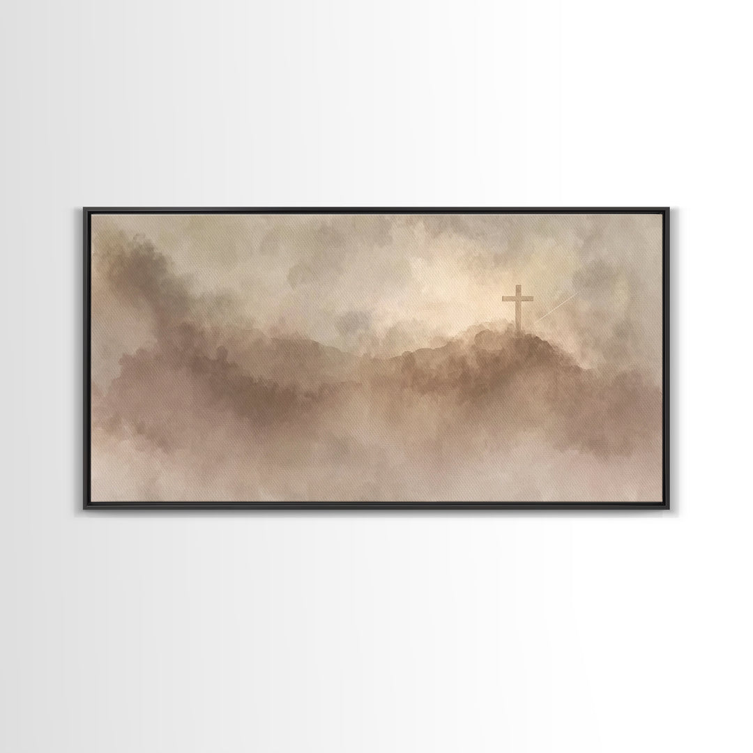 Silent Hilltop – Framed Canvas Print – Christian Art Canvas – Christian Wall Art – Subtle Christian Paintings – Christian Christmas Art
