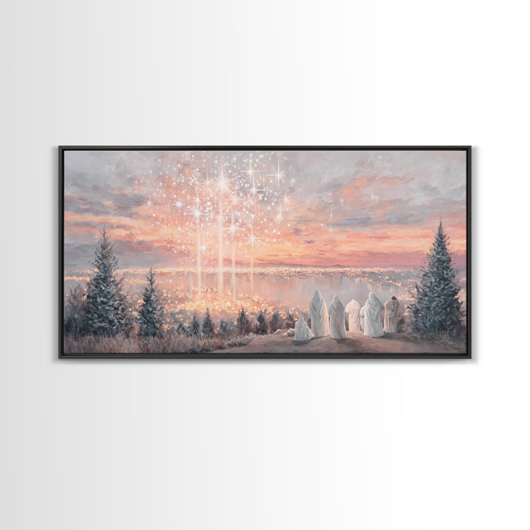 Angelic Horizon – Framed Canvas Print – Christian Art Canvas – Modern Christian Art – Christmas Wall Art – Christian Christmas Art