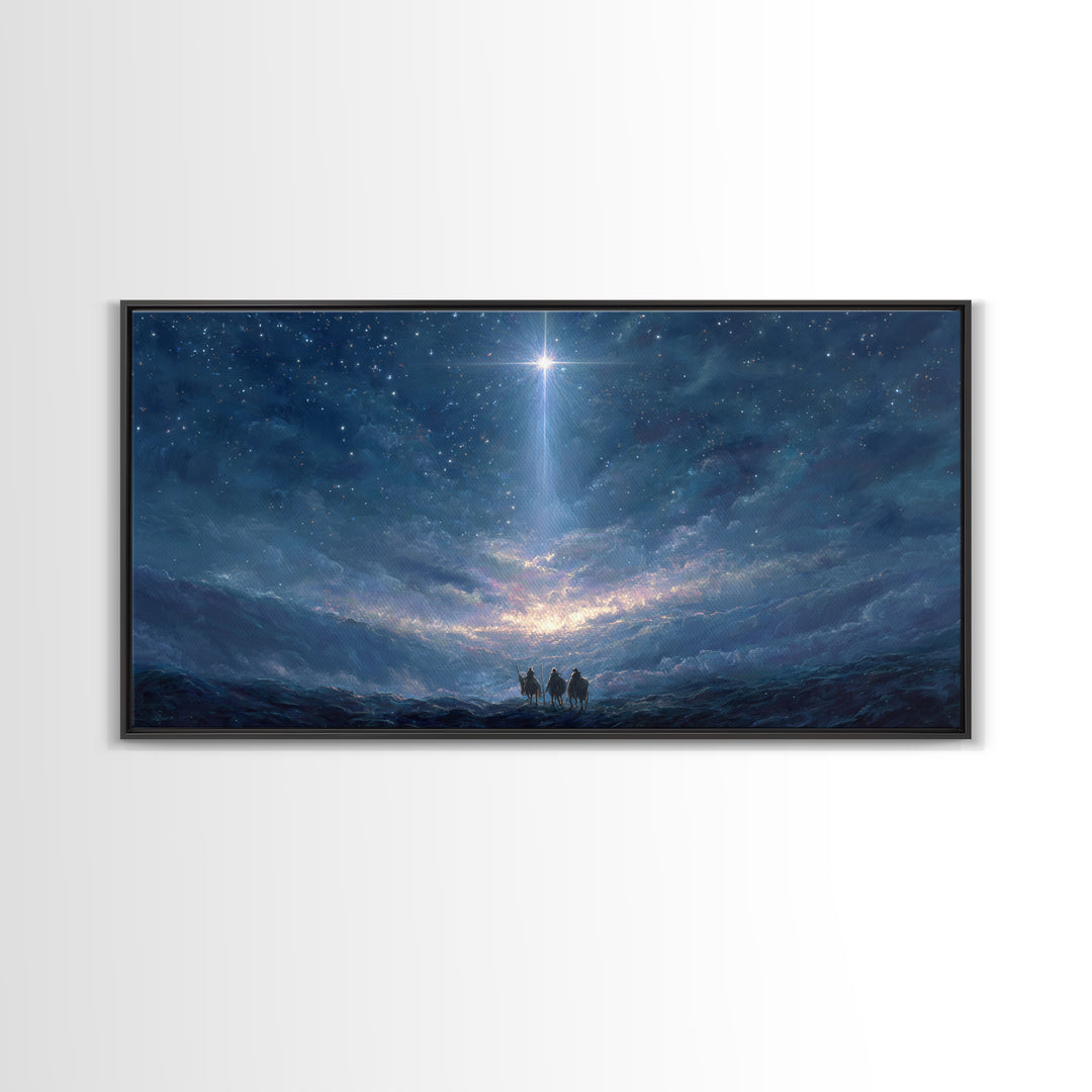 Star Of Wonder – Framed Canvas Print – Christian Wall Art – Christian Art Canvas – Blue Christian Art – Christian Christmas Art