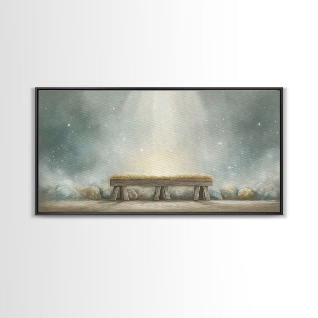 Humble Birth Stillness | Framed Canvas Print | Christian Art Canvas | Christian Wall Art | Christmas Art | Christian Decor