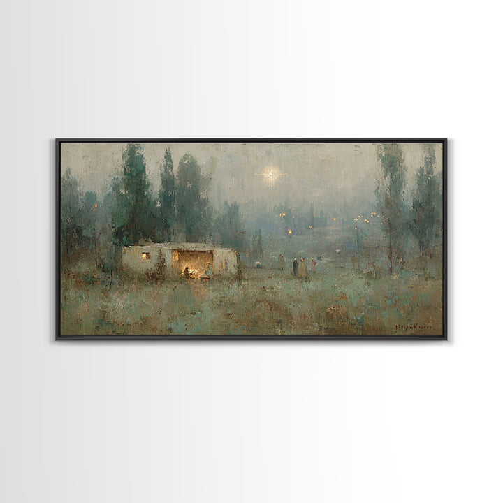 Bethlehem Evening Star, Framed Canvas Print, Christmas Art, Christian Wall Art, Christian Art Canvas, Christian Christmas Art