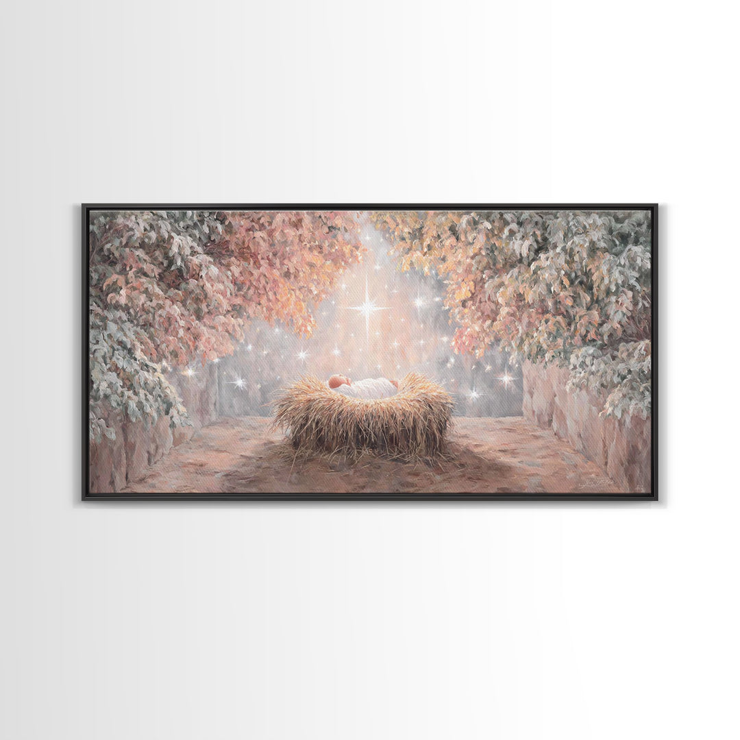 Heaven’s Tender Gift – Framed Canvas Print – Christian Wall Art – Christian Christmas Art – Christmas Art – Christian Art Canvas