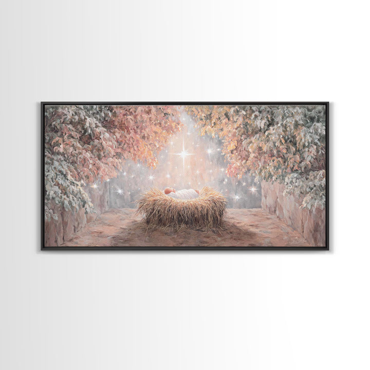 Heaven’s Tender Gift – Framed Canvas Print – Christian Wall Art – Christian Christmas Art – Christmas Art – Christian Art Canvas