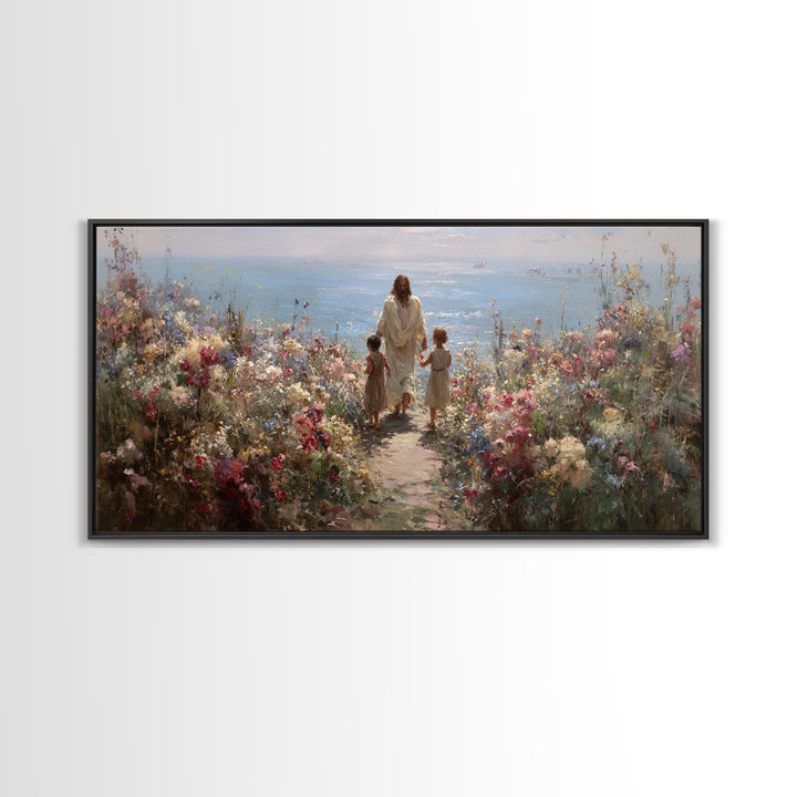 Garden Of His Love | Framed Canvas Print | Jesus Painting | Christian Wall Art | Christian Art Canvas | Christian Art