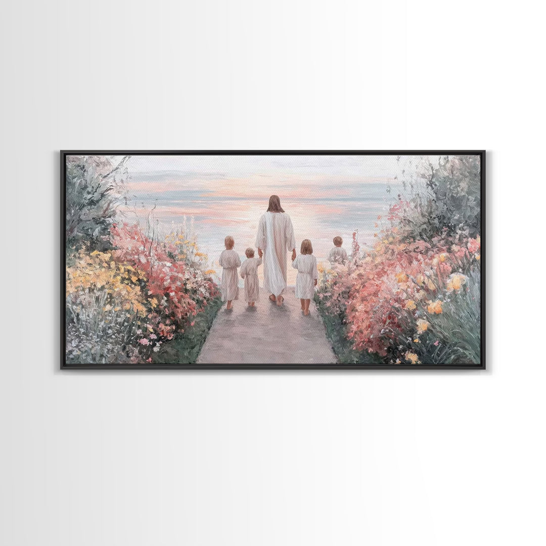 Path Of Peace, Framed Canvas Print, Jesus Painting, Christian Wall Art, Christian Art Canvas, Christian Art