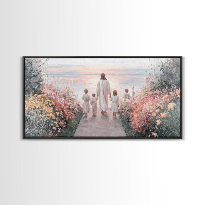 Path Of Peace, Framed Canvas Print, Jesus Painting, Christian Wall Art, Christian Art Canvas, Christian Art