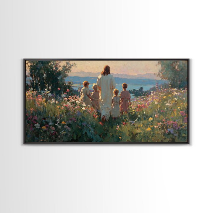Walk In His Light – Framed Canvas Print – Jesus Painting – Christian Art Canvas – Christian Wall Art – Christian Art