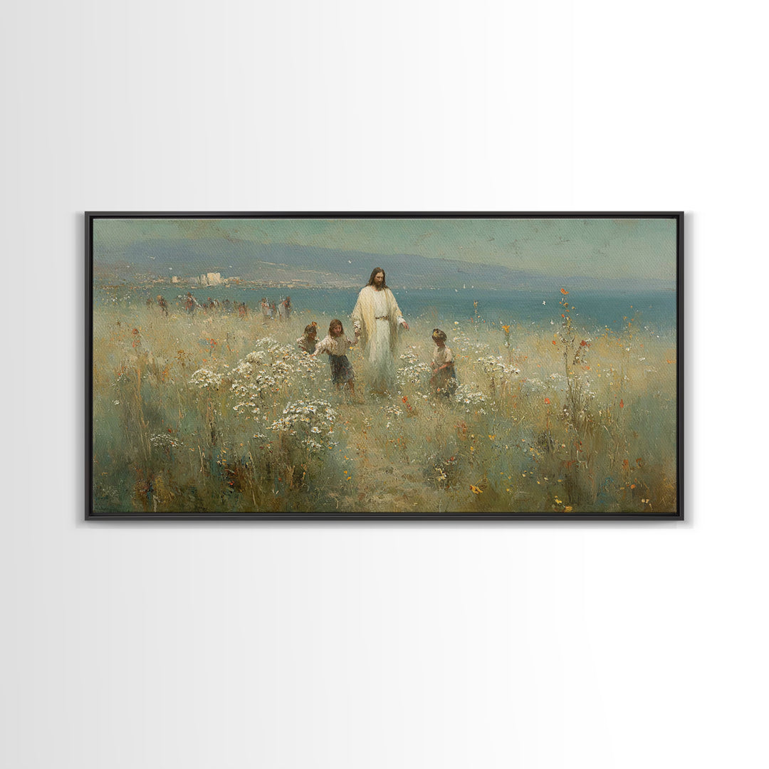 Garden Of Light – Framed Canvas Print – Christian Art Canvas – Jesus Painting – Christian Wall Art – Christian Christmas Art – Vintage Chri
